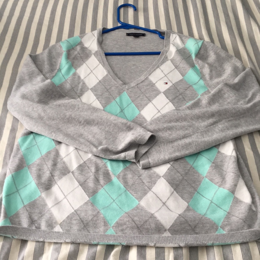 Tommy Hilfiger V neck argyle sweater